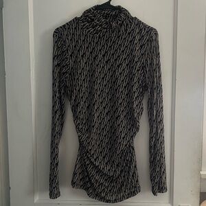 Black and Cream Patterned Long Sleeve Top
